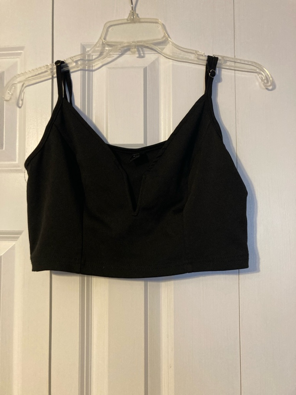 SHEIN Black V-Notch Cropped Cami Tank
